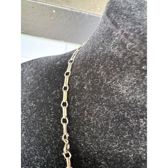 Native American Sterling Silver Navajo Necklace With Multi-Stone Inlay & Feather - Picture 5 of 8